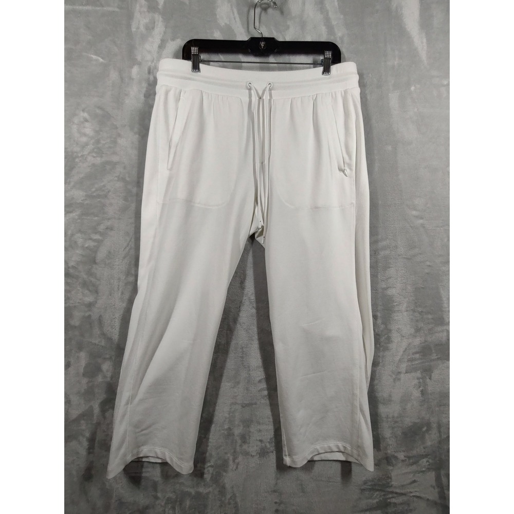 T by Talbots Womens White Wide Leg Lounge Pants Cotton Modal French Terry Size X
